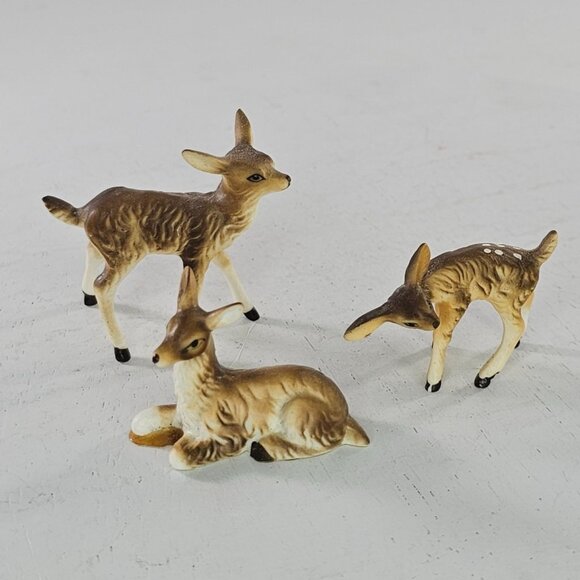 Vintage Bone China Ceramic Deer Figurines Family Set Of 3 - Picture 7 of 8